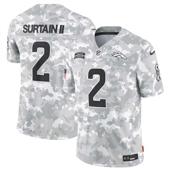 Men%27s Denver Broncos #2 Patrick Surtain II 2024 Arctic Camo Salute To Service Limited Stitched Jersey Dyin->denver broncos->NFL Jersey